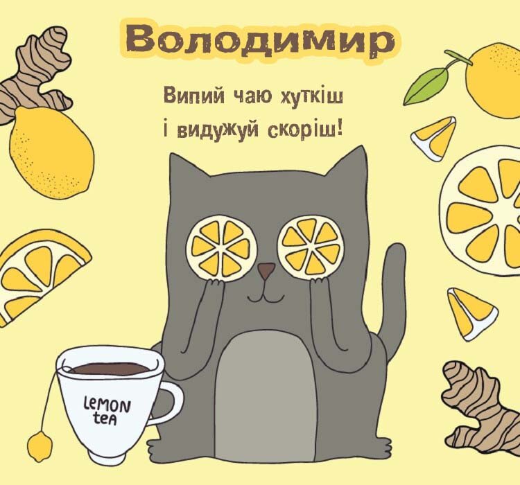 Листівка Володимир, одужуй